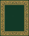 Ornate Gold Scrollwork Border Design Rug