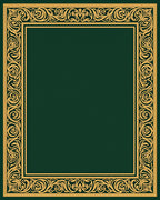 Ornate Gold Scrollwork Border Design Rug