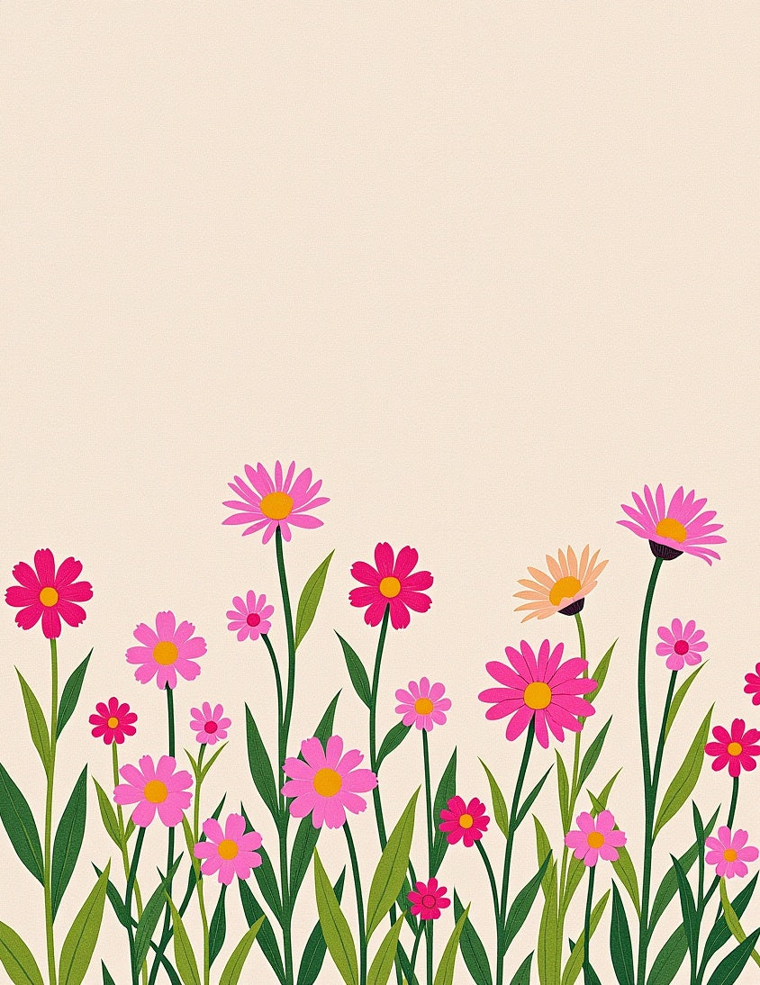 Pink Daisy Meadow Pattern Rug
