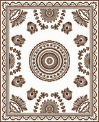 Traditional Floral Medallion Brown Cream Rug
