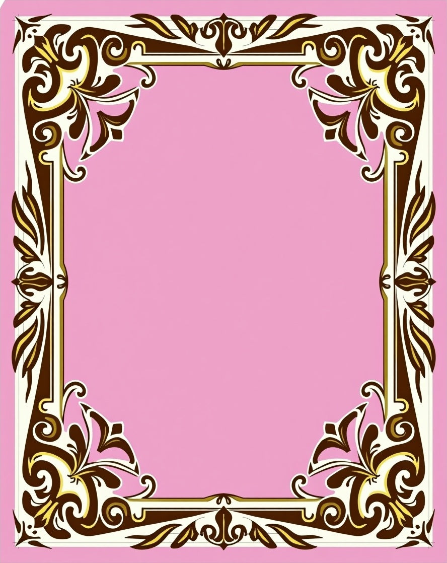 Elegant Scrollwork Pink Cream Brown Rug
