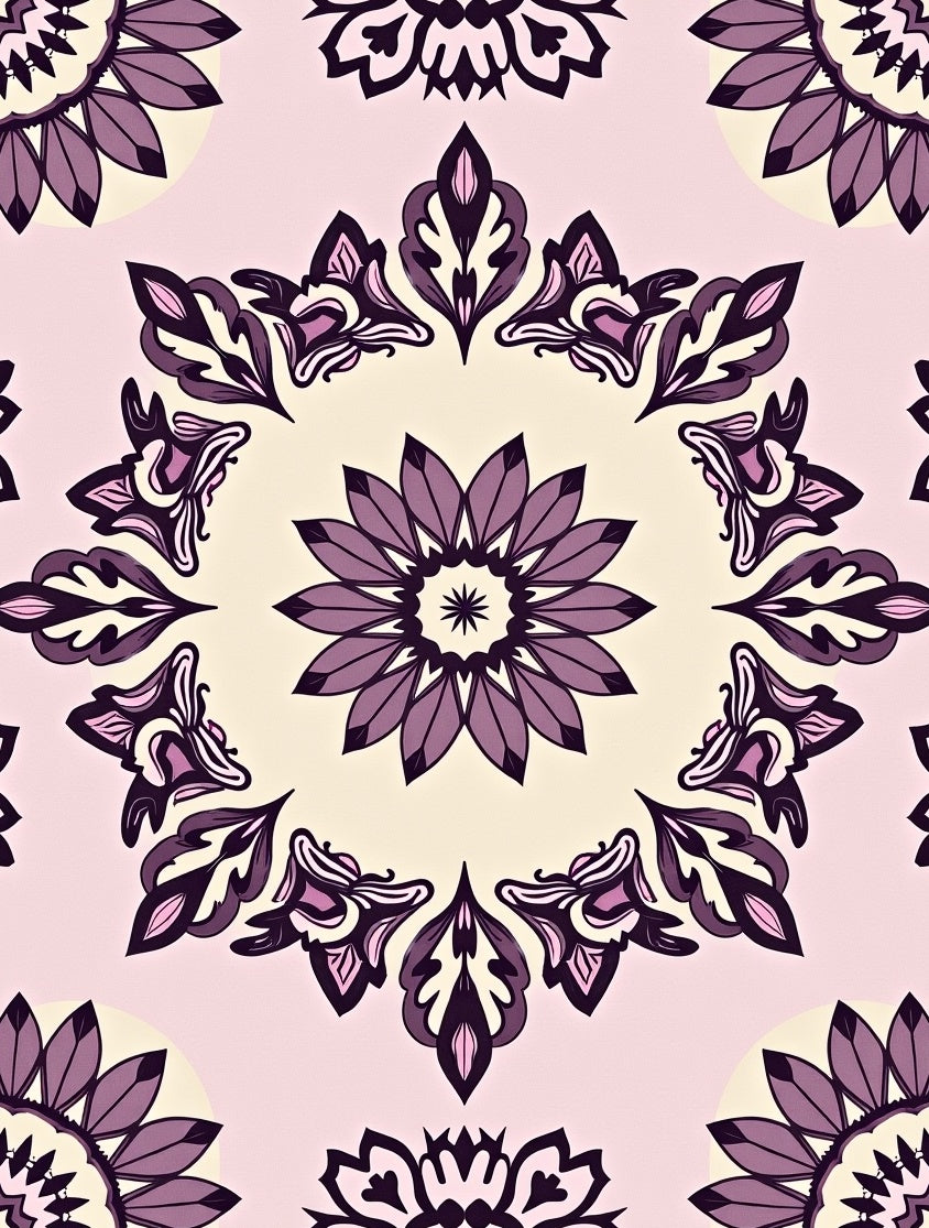 Floral Mandala Patterned Statement Rug
