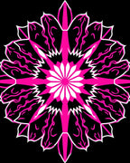 Vibrant Pink Starburst Mandala Design Rug