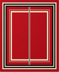 Bold Red Geometric Stripe Rug