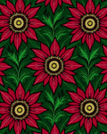 Crimson Floral Garden With Greenery Rug