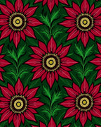 Crimson Floral Garden With Greenery Rug