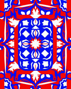 Bold Red Blue Graphic Pattern Rug