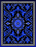 Royal Blue Floral Bordered Pattern Rug