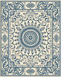 Classic Indigo Floral Medallion Design Rug
