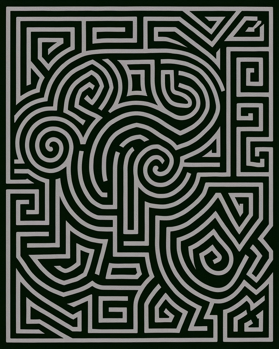 Abstract Maze Geometric Pattern Rug