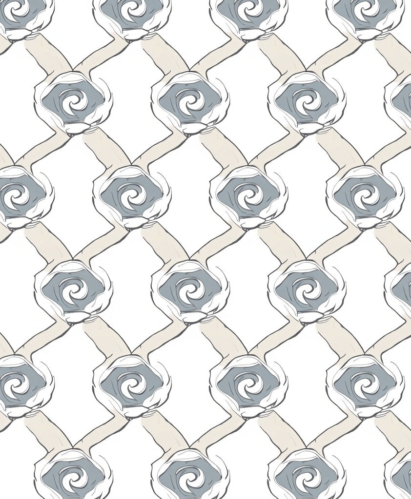 Gray Beige Swirl Diamond Pattern Rug