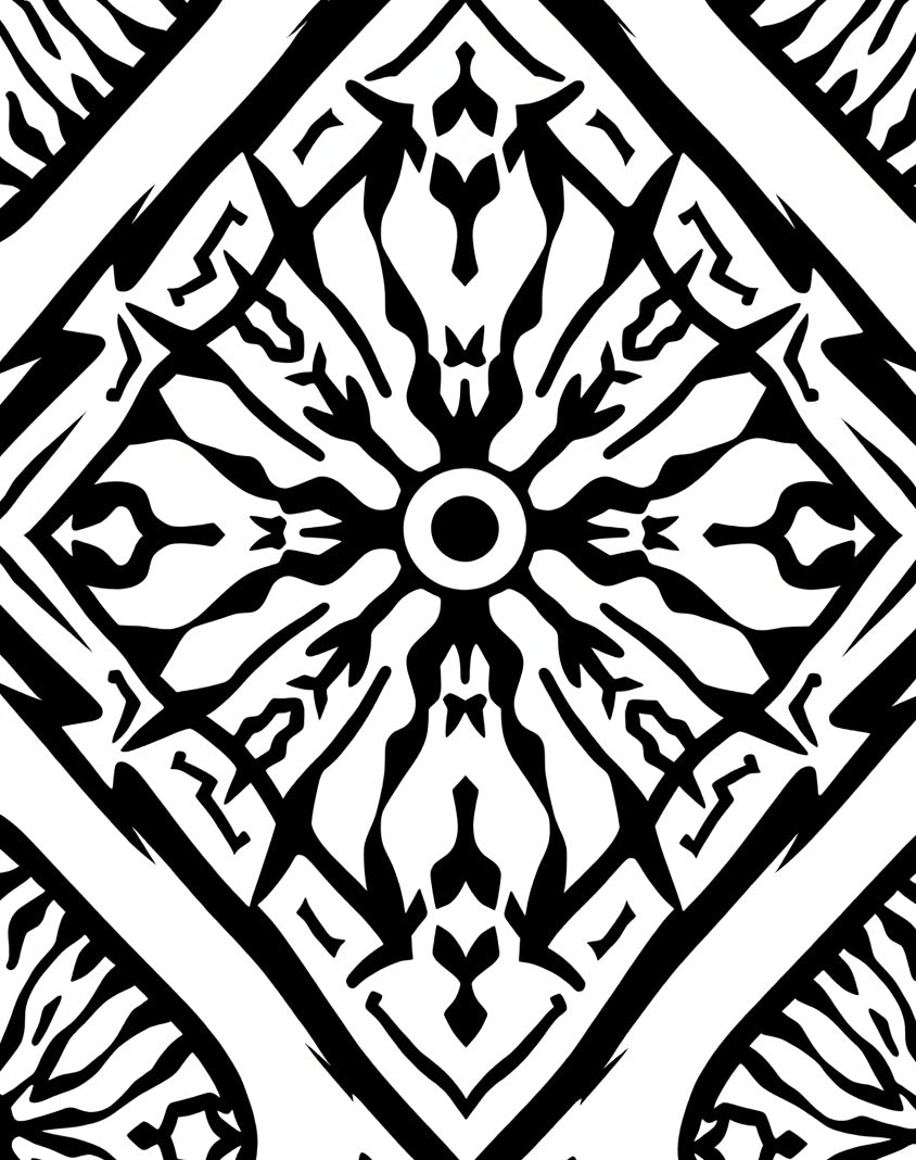 Black White Abstract Geometric Rug