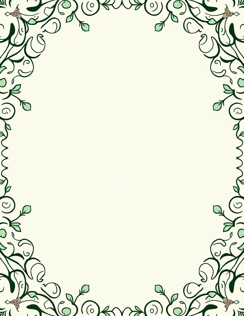 Elegant Green Floral Scrollwork Design Rug