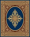 Ornate Blue Gold Floral Medallion Rug