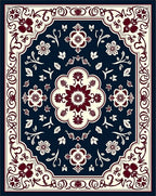 Classic Floral Swirl and Leaf Pattern Rug