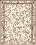 Elegant Scrollwork Cream Brown Pattern Rug