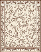 Elegant Scrollwork Cream Brown Pattern Rug