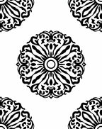 Black White Circular Ornate Pattern Rug