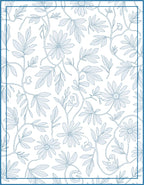 Delicate Blue Floral Vine Pattern Rug