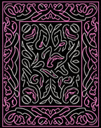 Black Pink Abstract Floral Lines Design Rug