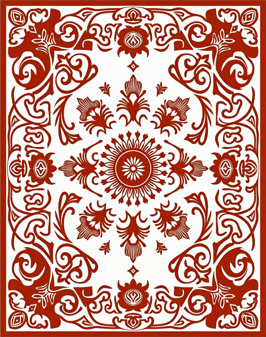 Intricate Floral Medallion Pattern Rug