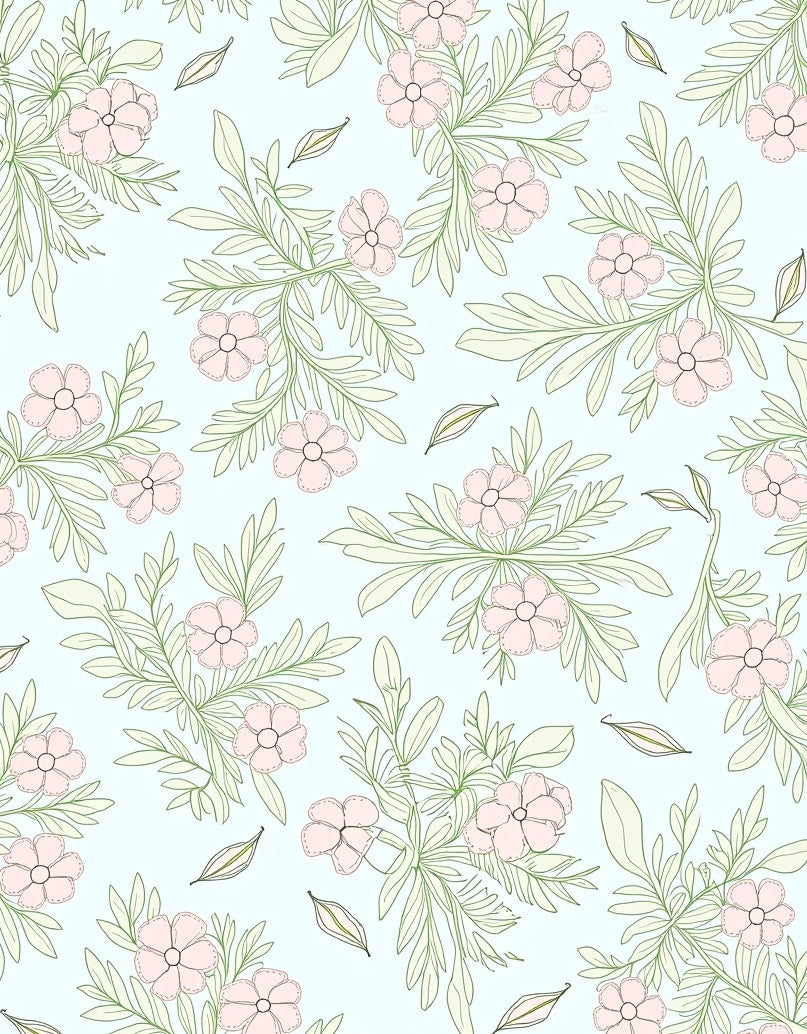 Soft Pink Floral Vine Pattern Rug