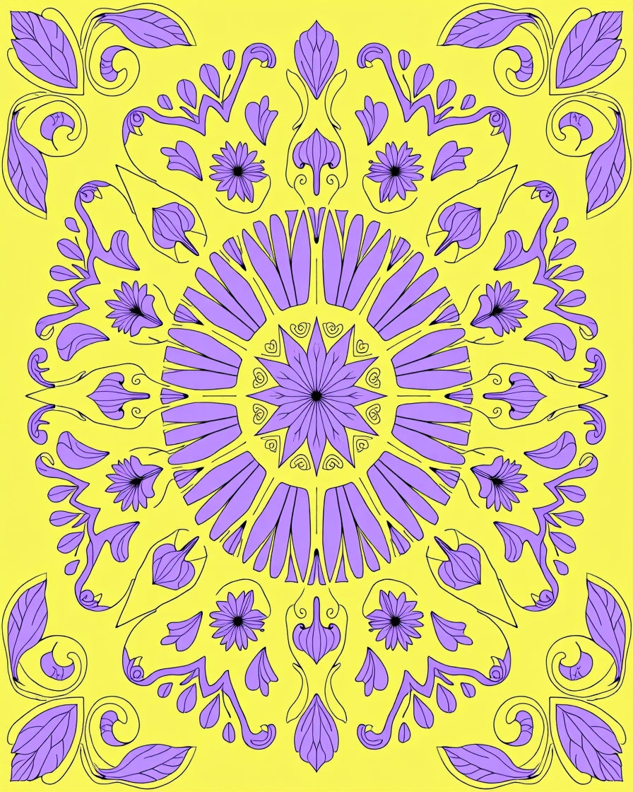 Floral Mandala Patterned Garden Rug