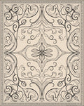 Elegant Black Line Art Floral Rug