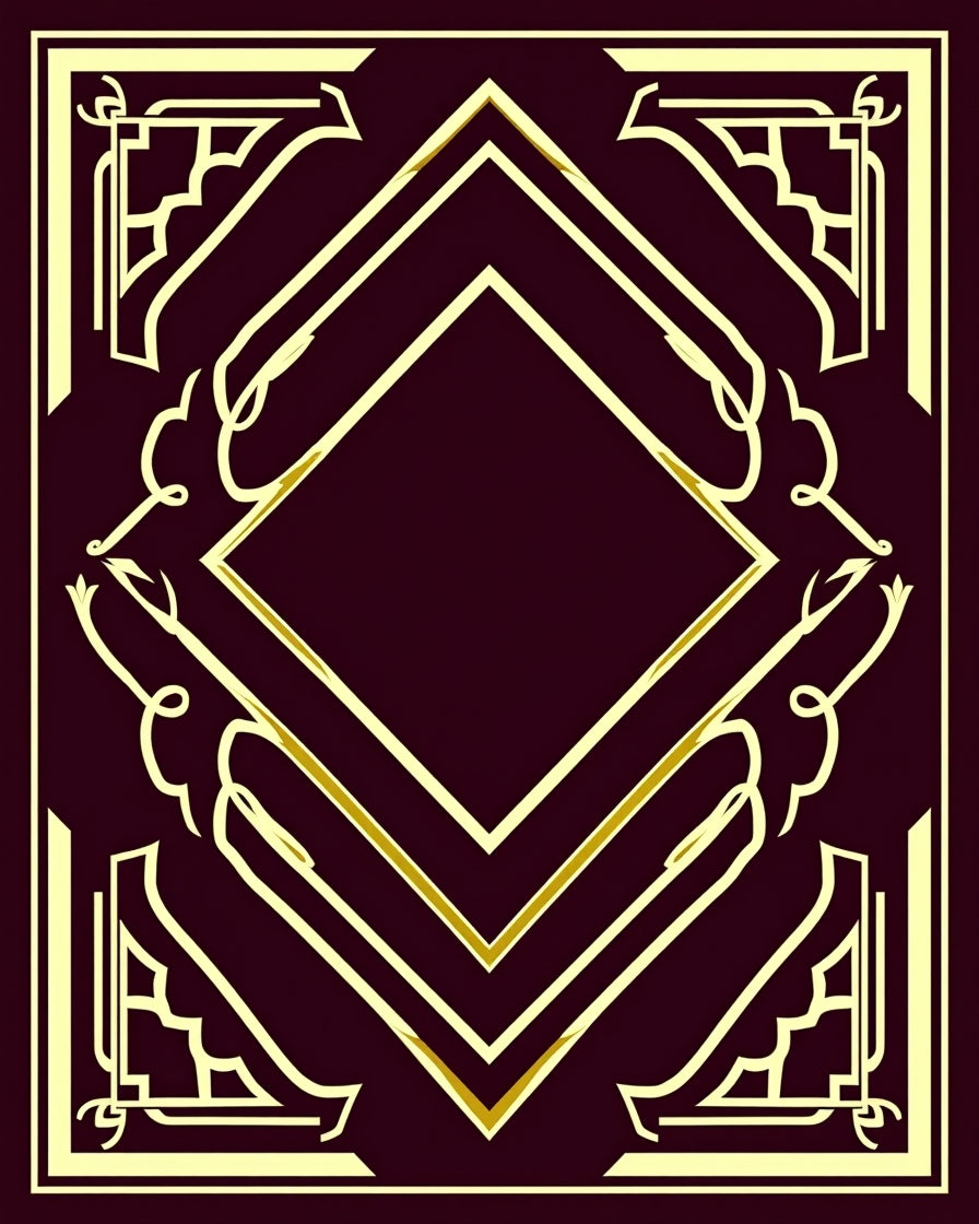 Elegant Gold Geometric Diamonds Rug