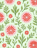 Pink Red Blooming Floral Leaf Pattern Rug