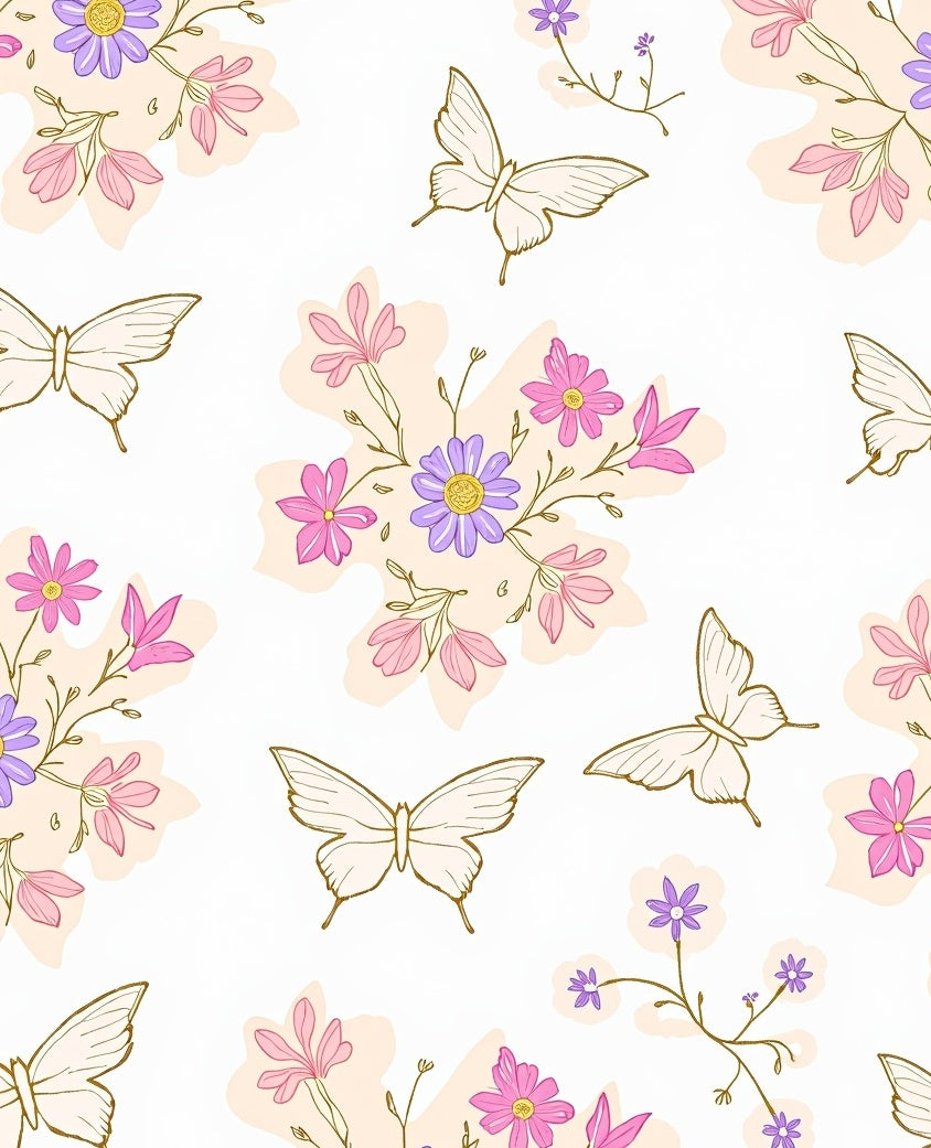Butterflies and Floral Branches Design Rug