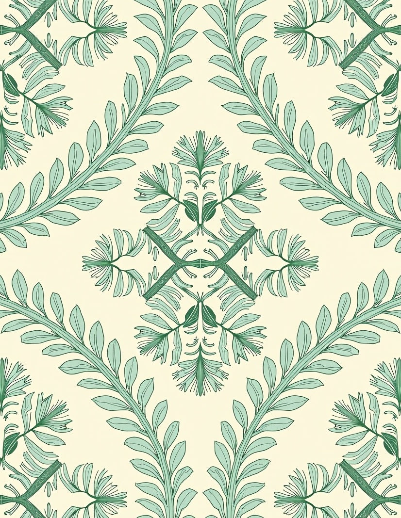 Delicate Fern Branch Pattern Rug