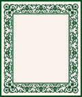 Ornate Green Floral Scroll Border Rug