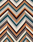 Multi Color Chevron Stripped Contemporary Rug