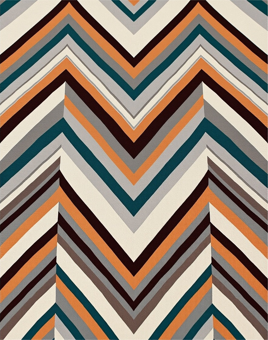 Multi Color Chevron Stripped Contemporary Rug