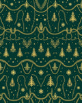 Golden Christmas Trees Garland Rug