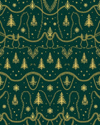 Golden Christmas Trees Garland Rug