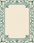 Ornate Green Floral Vine Border Rug