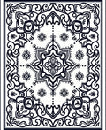 Intricate Black Floral Mandala Design Rug