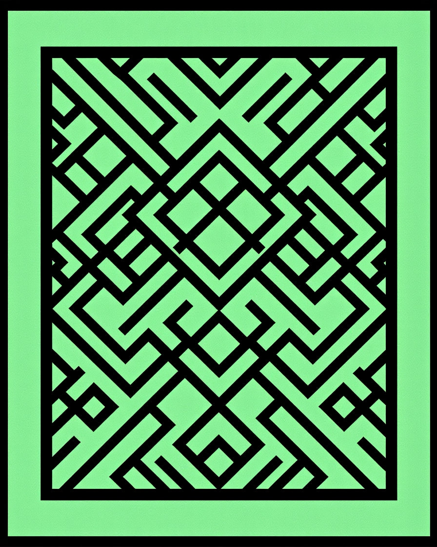 Geometric Symmetry Black Mint Rug