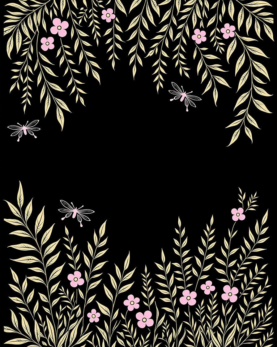 Golden Leaves and Pink Flowers Delightful Rug