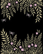 Golden Leaves and Pink Flowers Delightful Rug
