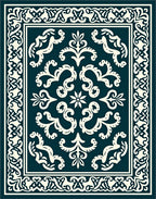 Damask Floral Crested Border Rug