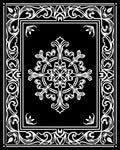 Ornate Floral Border Black White Rug