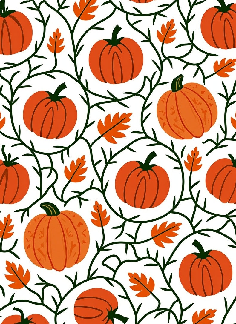Orange Pumpkin Vine Autumn Leaves Rug