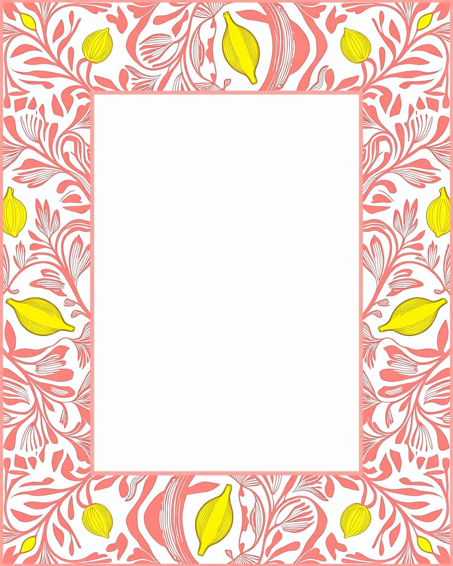 Whimsical Yellow Lemon Floral Pattern Rug