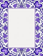 Vibrant Purple Floral Medallion Border Rug