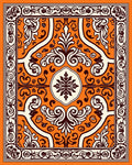 Orange Cream Symmetric Floral Pattern Rug