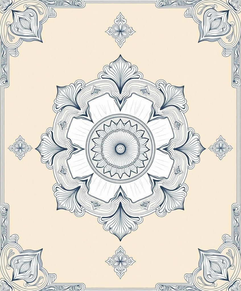 Ornate Floral Mandala Patterned Rug