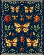 Orange Butterfly Insect Garden Pattern Rug